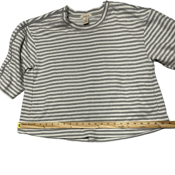 Sundance Striped Sweatshirt Grey White‎ Cropped Womens Medium Zipper Sleeve Boho - Picture 10 of 11